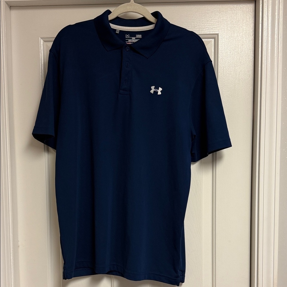 EUC Men’s Under Armour Heat Gear Polo, Size L, Loose, Navy